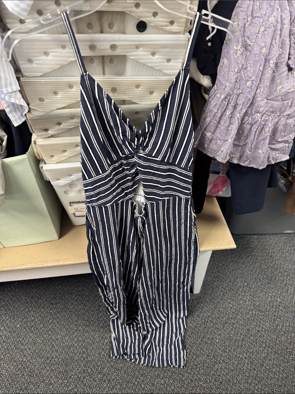 Hollister striped cutout jumpsuit M // 080129